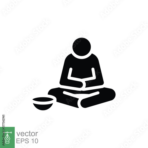 Fototapeta Naklejka Na Ścianę i Meble -  Poverty glyph icon. Simple solid style. Homeless, beggar, hunger and poor concept. Black silhouette symbol. Vector illustration isolated on white background. EPS 10.