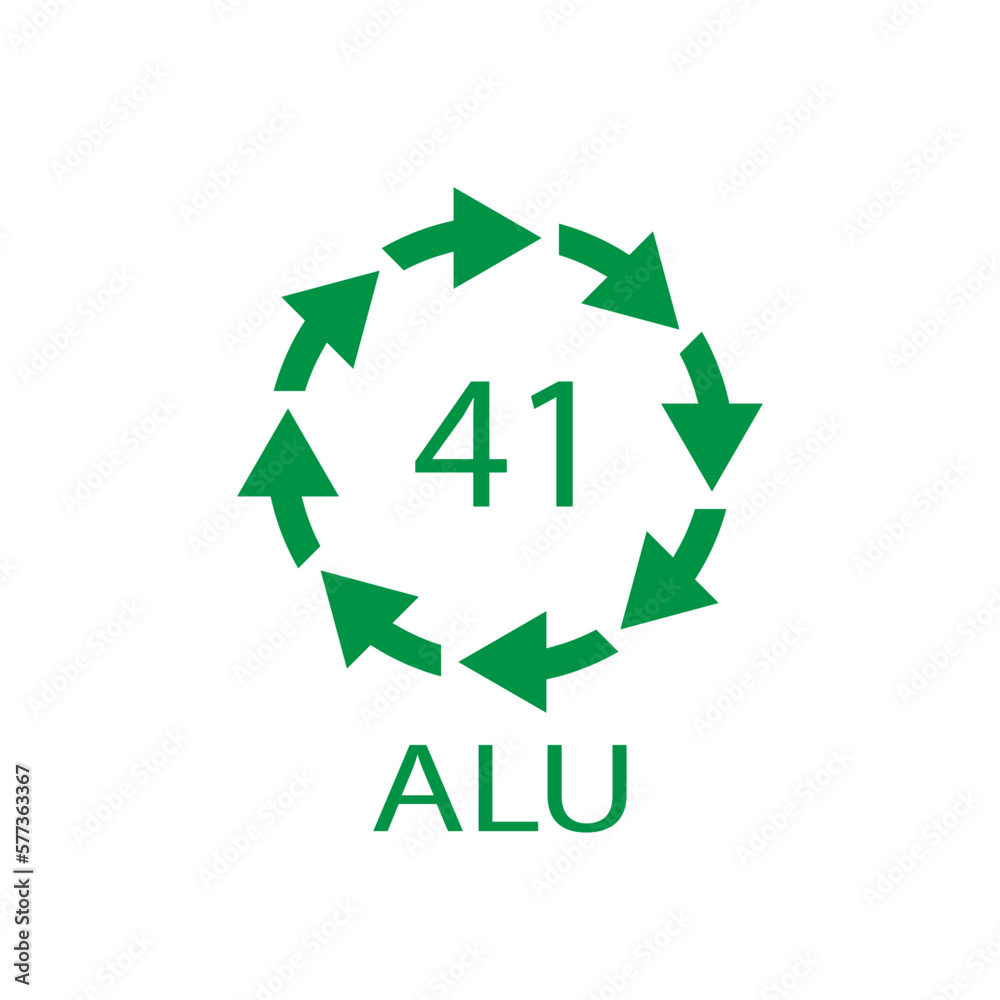 Aluminium recycling symbol ALU 41. Vector Illustration Aluminium recycling symbol ALU 41. Vector Illustration