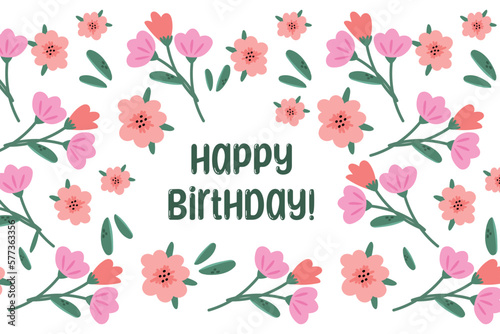 Greeting card. Spring flowers. Happy birthday.