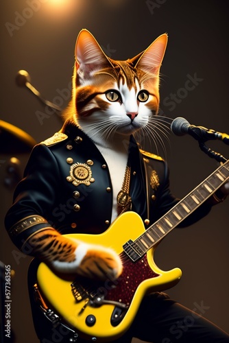 Cat as a leadsinger in a rock band