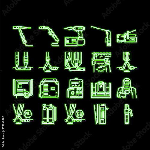 Welding Machine Tool neon glow icon illustration