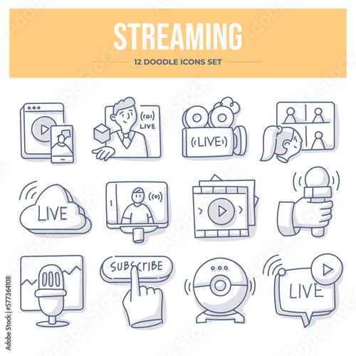 Video Streaming Doodle Icons