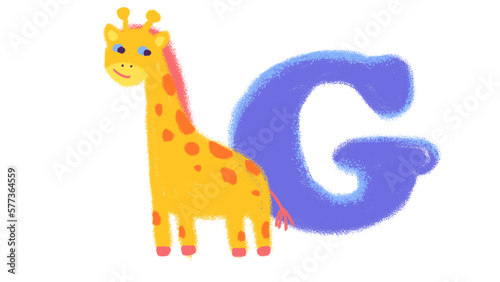 Cute giraffe and the letter G. © Gulmira 