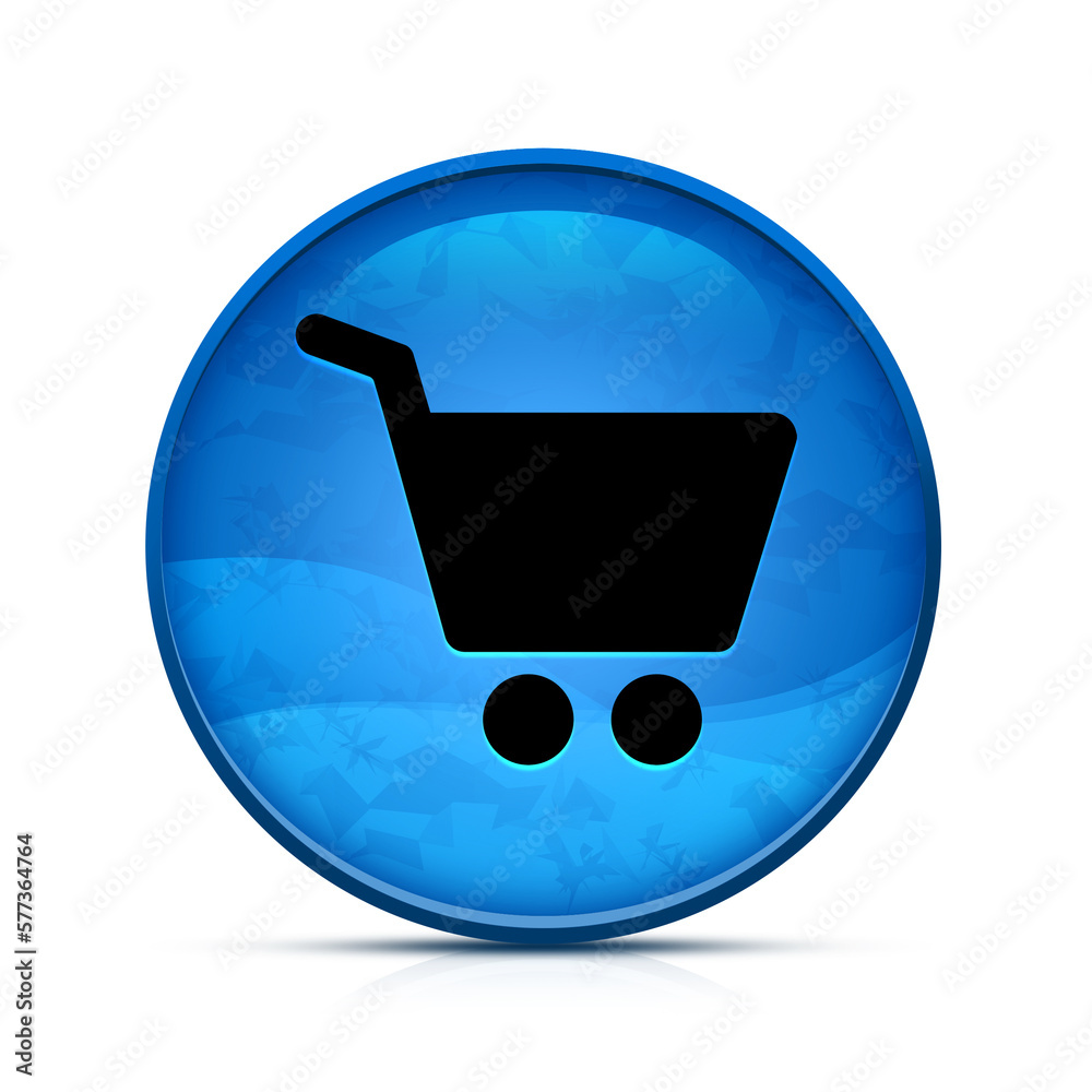 Shopping cart icon on classy splash blue round button illustration Shopping cart icon on classy splash blue round button illustration