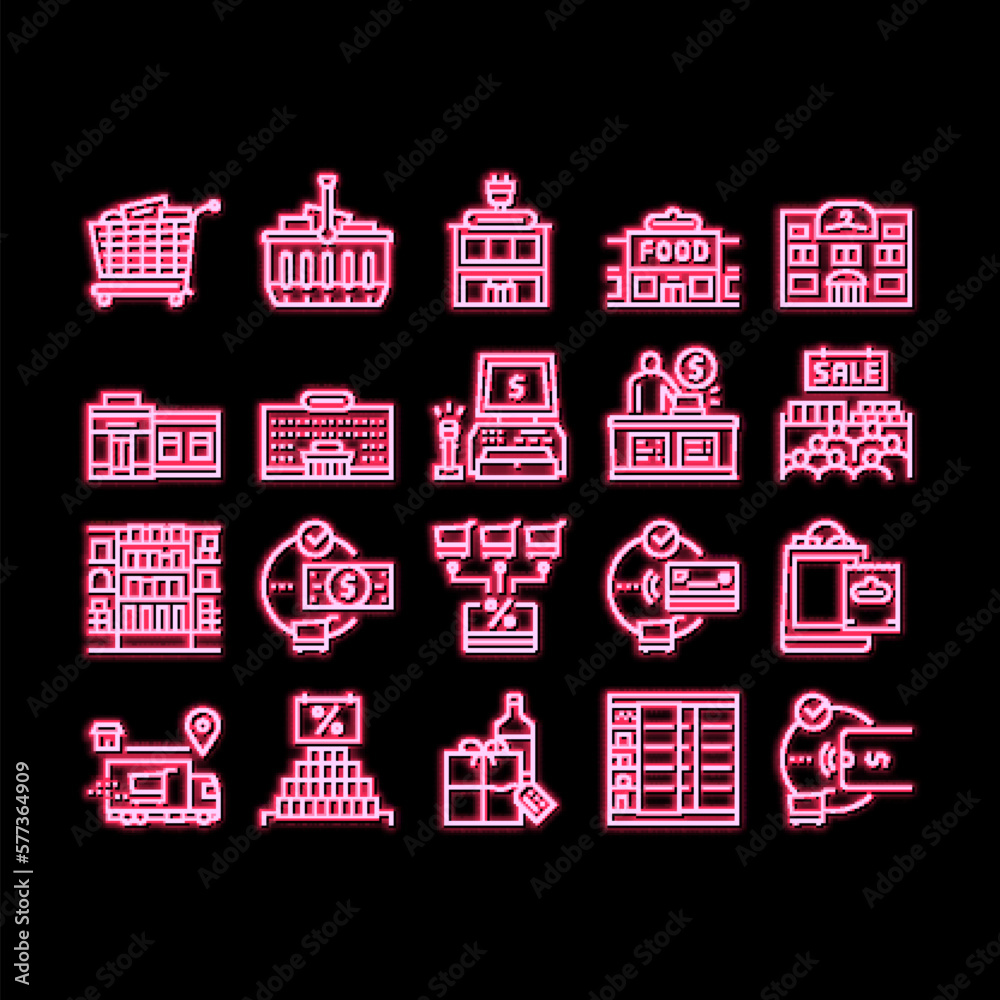 Purchases And Shopping neon glow icon illustration