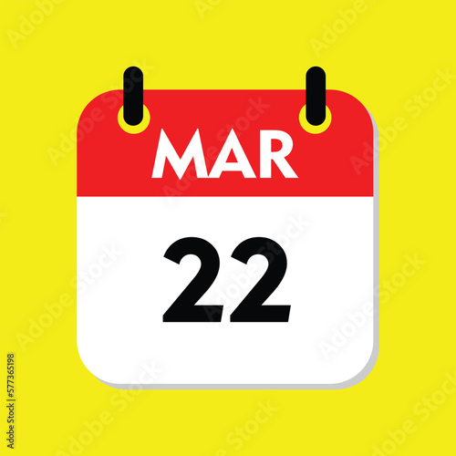 calendar with a date  22 maret icon with yellow background