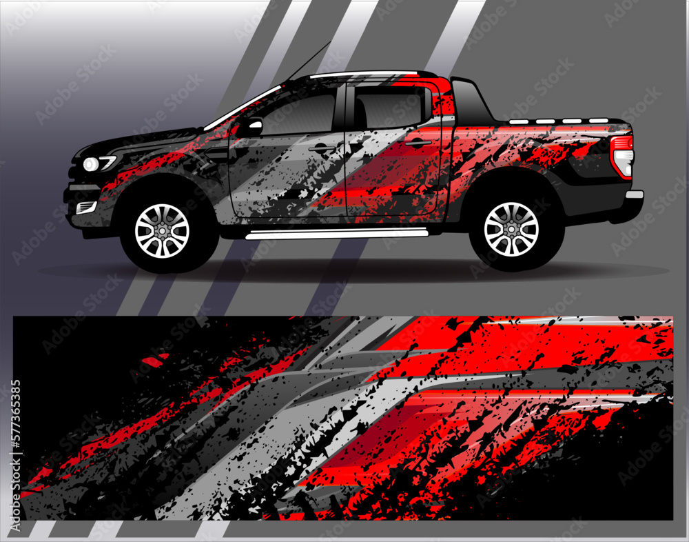 Car wrap design vector. Graphic abstract stripe racing background kit designs for wrap vehicle race car rally adventure and livery Car wrap design vector. Graphic abstract stripe racing background kit designs for wrap vehicle race car rally adventure and livery