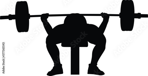 male powerlifter bench pressing black silhouette