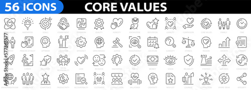 Fotografiet Core values 56 icon set. Line Icons. Vector illustration.