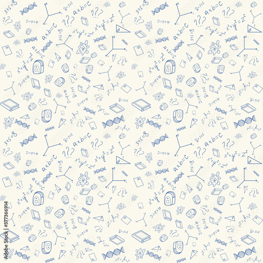 Back to school seamless pattern. Vector background