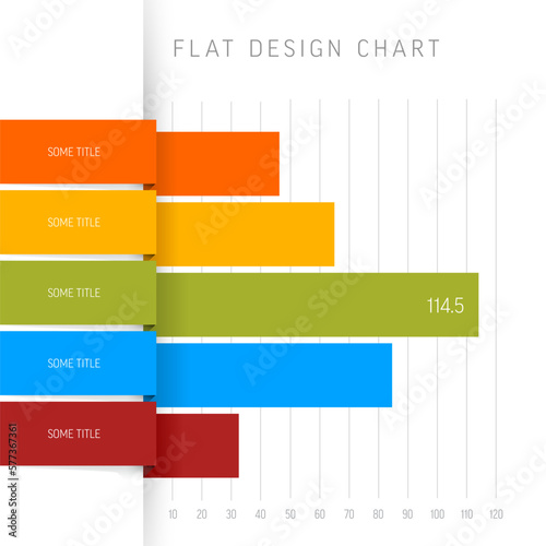 Vector flat horizontal design statistics color columns graph infographic