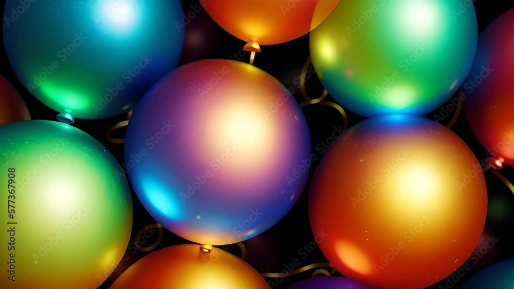 Obraz premium Colorful holiday balloons, generative AI