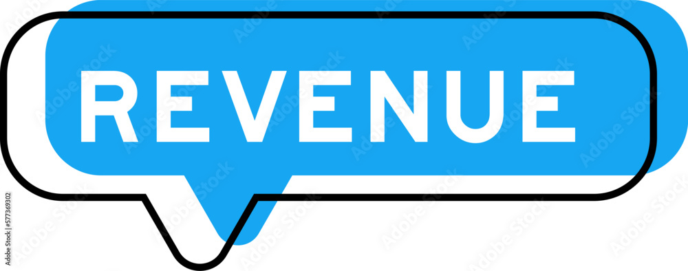Speech banner and blue shade with word revenue on white background Speech banner and blue shade with word revenue on white background