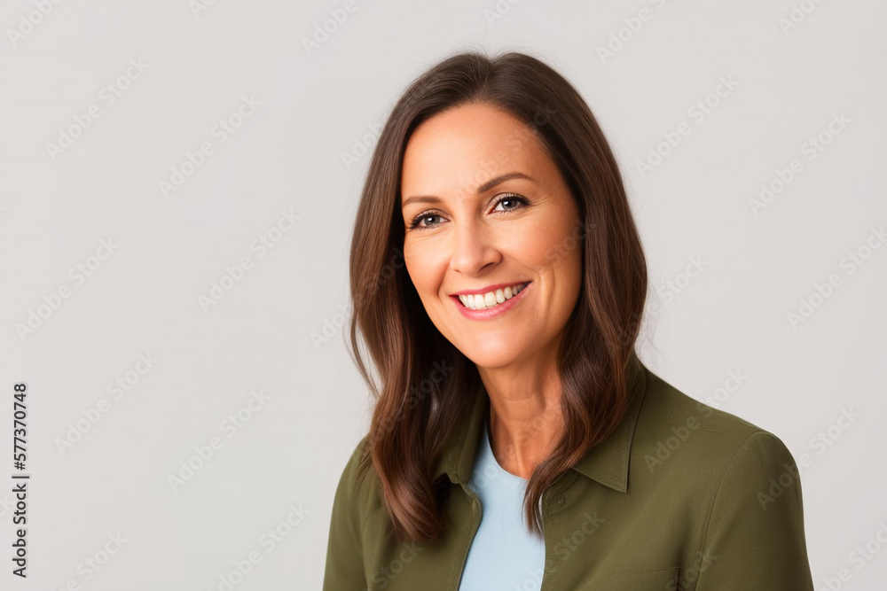 Portrait of smiling woman. Generative AI Portrait of smiling woman. Generative AI