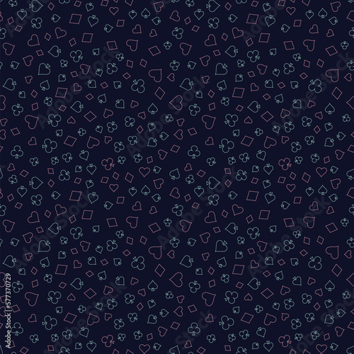 Symbols of Suits Card Seamless Pattern Background. Gambling hand drawn.