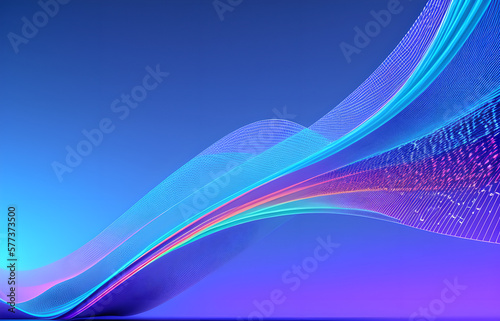 Wave of particles. Abstract background with a dynamic wave. Big data visualization. 3d rendering.