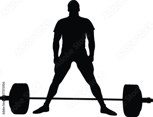 athlete powerlifter stand before exercise deadlift black silhouette