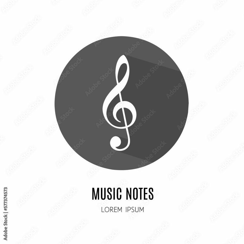 Music notes sign logo. Illustration of music notes sign in flat. Stock vector. Music notes sign logo. Illustration of music notes sign in flat. Stock vector.