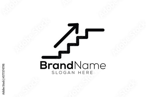 Creative business step arrow icon logo design template