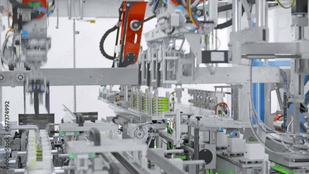 Automated machine. Robotic equipment. Pharmaceutical factory.
