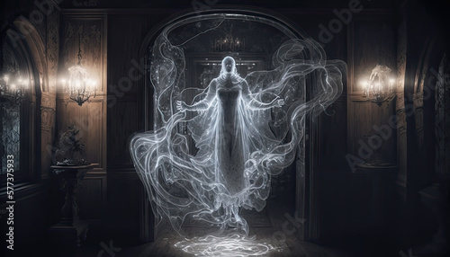 Mystical and ethereal floating entity, fantasy, Generative AI	
 photo