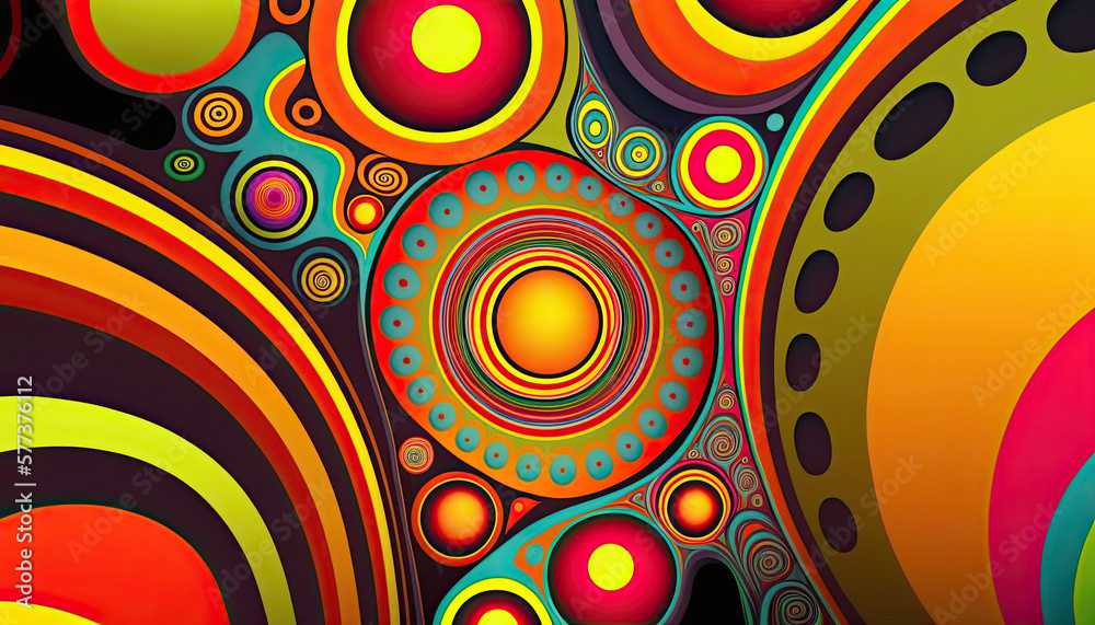 Fototapeta premium Psychedelic vintage background, Generative AI