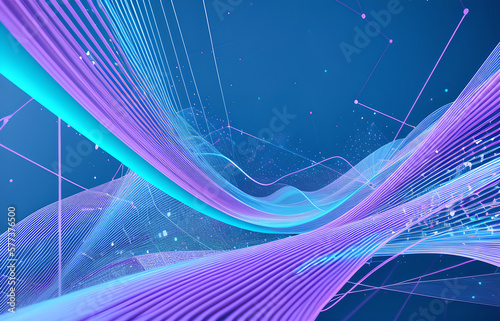 Wave of particles. Abstract background with a dynamic wave. Big data visualization. 3d rendering.