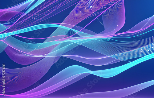 Wave of particles. Abstract background with a dynamic wave. Big data visualization