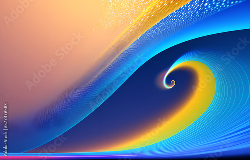 Wave of particles. Abstract background with a dynamic wave. Big data visualization. 3d rendering.