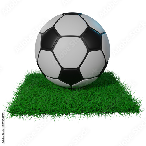 soccer ball on grass 3d illustration