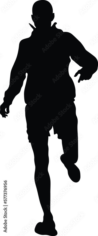 male runner running downhill black silhouette