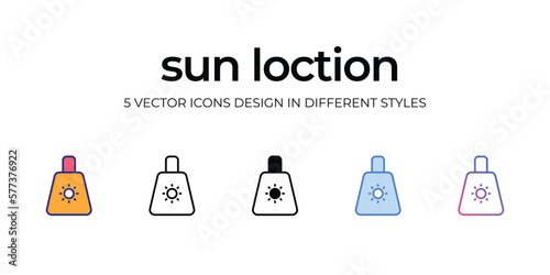 sun lotion Icon Design in Five style with Editable Stroke. Line  Solid  Flat Line  Duo Tone Color  and Color Gradient Line. Suitable for Web Page  Mobile App  UI  UX and GUI design.