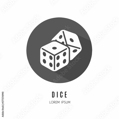 Dice logo. Illustration of bike dice in flat. Stock vector.