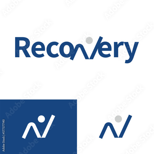 Typography medical recovery logo with letter V become a iconic concept. photo