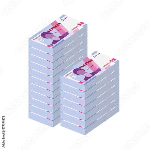Iranian Rial Vector Illustration. Iran, Afghanistan, Hajj, Syria money set bundle banknotes. Paper money 50000 IRR. Flat style. Isolated on white background. Simple minimal design.