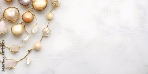 banner with jewelry on the left on a white background with space for text