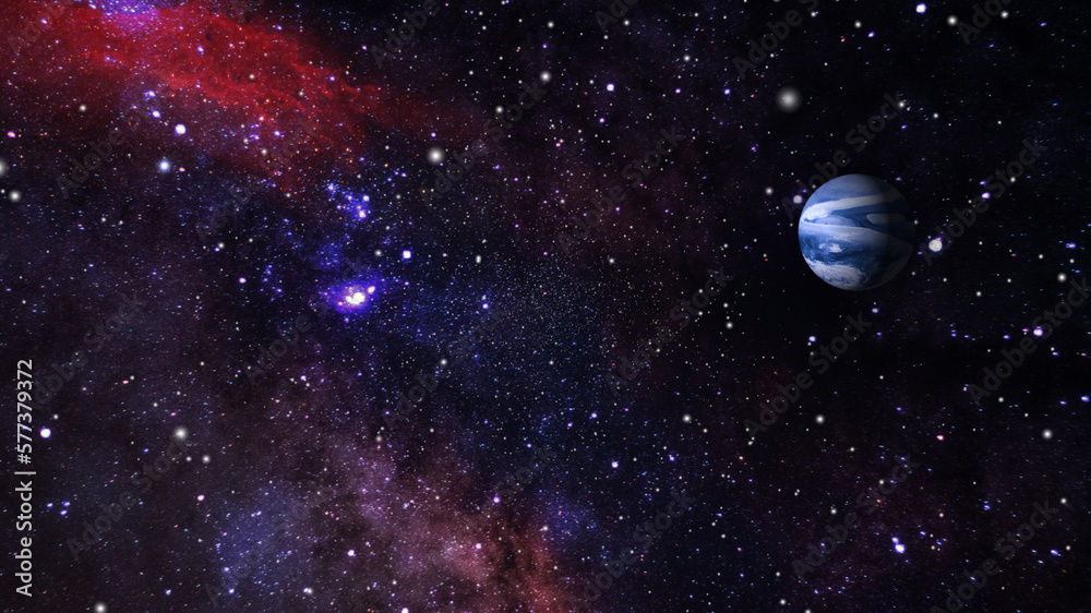 Fantasy space scene with planets and stars