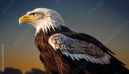 american bald eagle, Eagle side view, golden hour