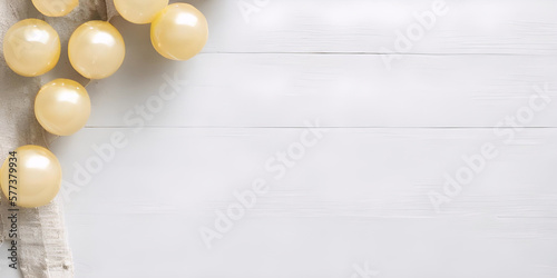 banner with pearl on the left on a white background with space for text