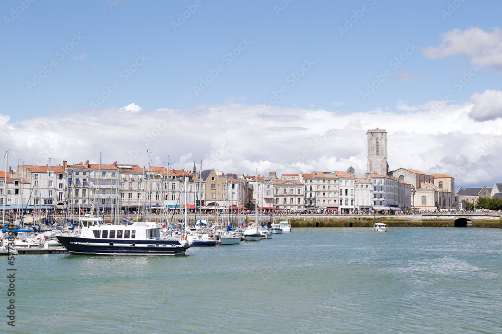 Panoramic view of the old harbor of La Rochelle, France