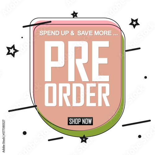 Pre-Order Summer Sale, banner design template, season discount tag, promo poster for online store, vector illustration