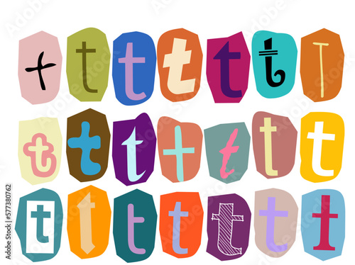 Alphabet t- Ransom note Animation paper cut on green screen