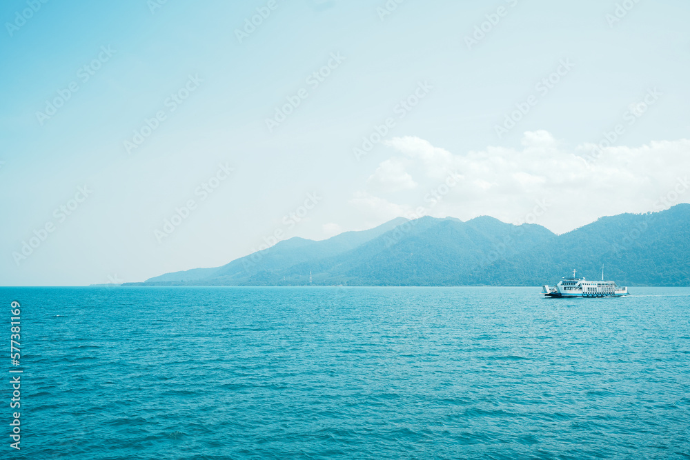 Beautiful view with boat in the sea. Beautiful view with boat in the sea.
