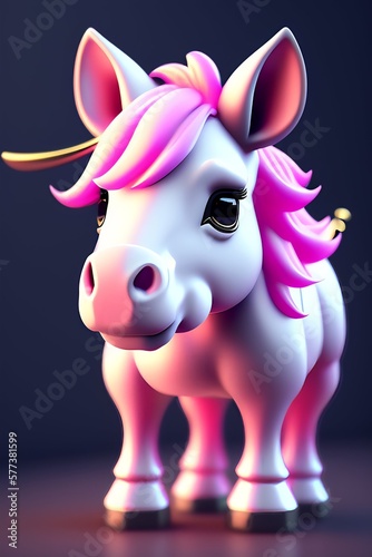 3D Unicorn starring in colorful background. 3D Illustration