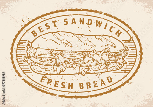 Fresh sandwich vintage monochrome label