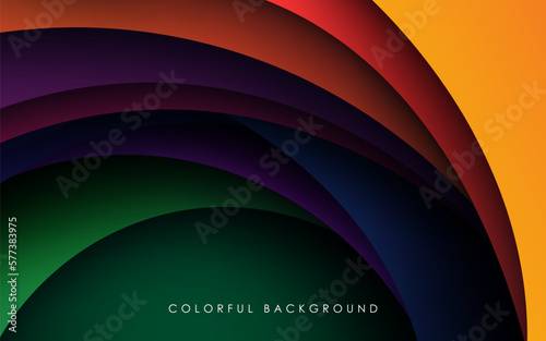 multi colored abstract red orange green purple yellow colorful gradient wavy papercut overlap layers background. eps10 vector
