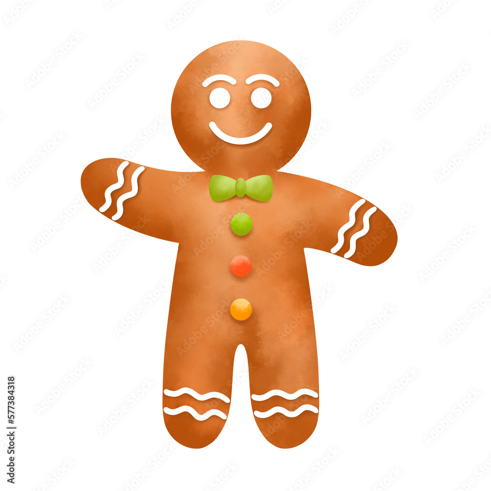 Obraz premium gingerbread man christmas cookies watercolor painting clipart