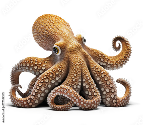 octopus isolated sits on white background. Generative AI