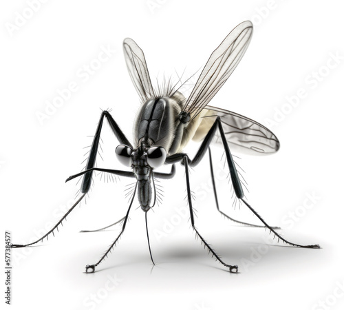 macro shot of Mosquito isolated on white background. Closeup of Mosquito insect. Generative AI