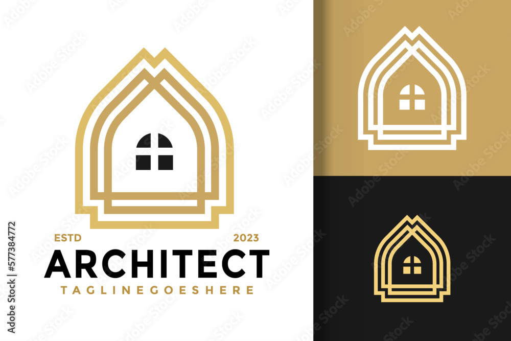 Architect arch door logo vector icon illustration